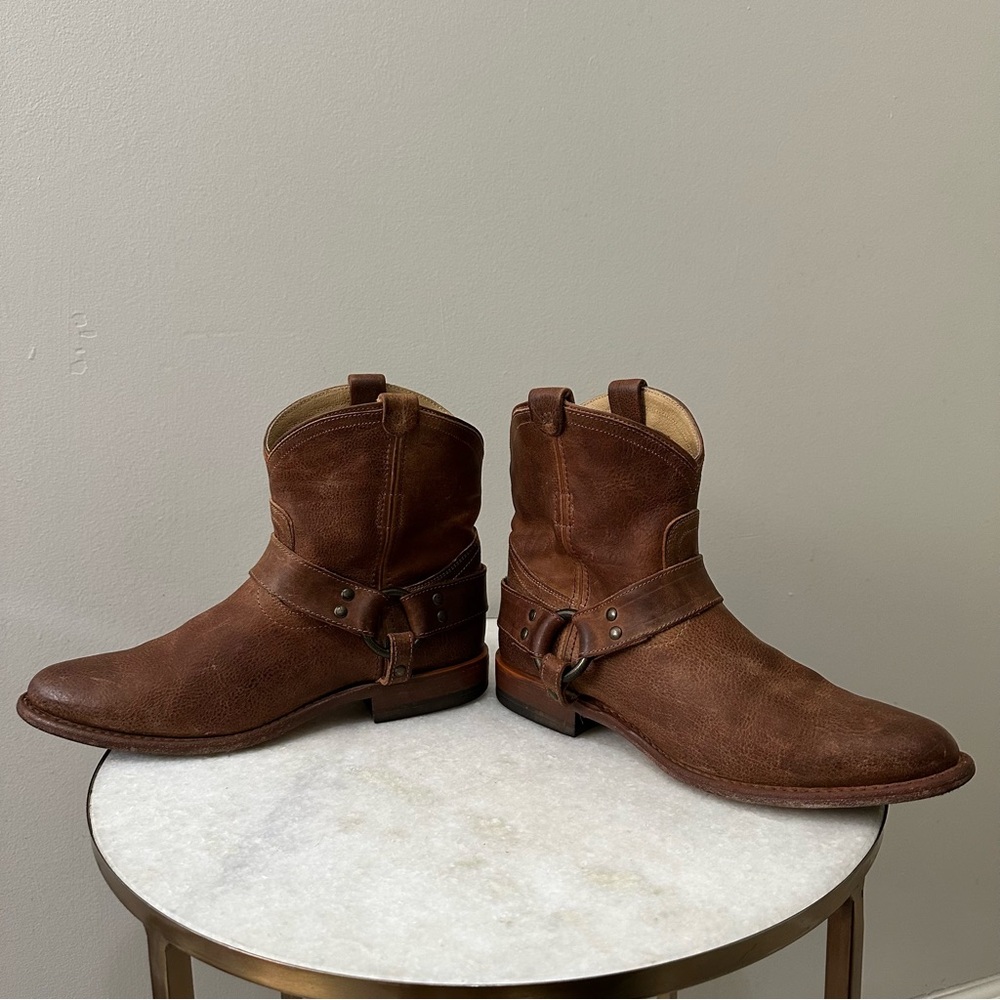 Women’s Brown Leather Harness Boots, Size 7 1/5 - Picture 6 of 16